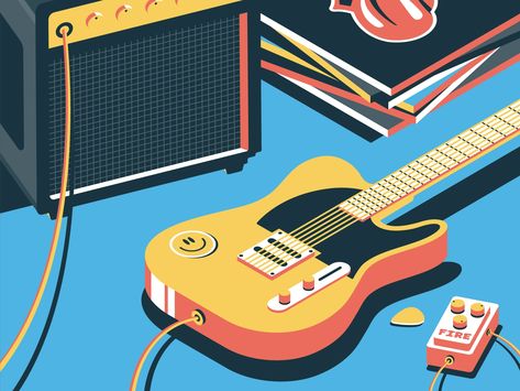 Guitar Graphic Design, Electric Guitar Illustration, Electric Guitar Art, Guitar Illustration, Guitar Graphic, Music Museum, Guitar Posters, Guitar Art, Learning Design