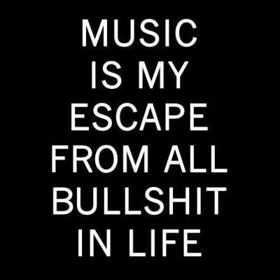 | Music is my escape from all bullshit in life | rock n roll | black & white Music Quotes Deep, My Escape, Saxophones, Music Is My Escape, Quotes Deep Feelings, Deep Thought Quotes, Music Is, Infj, Teen Titans