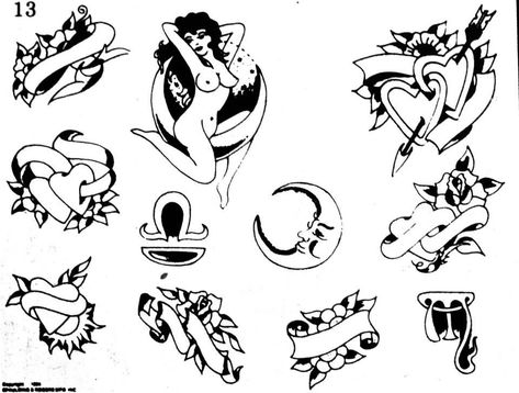 Trad Tattoos, Vintage Tattoo Art, Banksy Artwork, Tattoo Catalog, Vintage Tattoo Design, Flash Sheets, Flash Designs, Tattoo Practice, Tattoo Reference