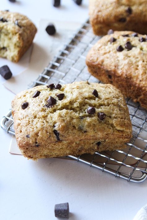 Chocolate Chip Mini Loaves Mini Chocolate Chip Loaf, Mini Sweet Bread Recipes, Mini Loaf Bread Recipes Christmas Gifts, Mini Loaf Pan Recipes Dessert, Chocolate Chip Bread Loaf, Mini Bread Loaves Recipes, Chocolate Chip Mini Loaves, Sweet Bread Loaf Recipe, Mini Loaf Pan Recipes