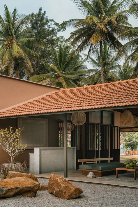 3 South Indian farmhouses immersed in rustic allure | Architectural Digest India House Design For Village, Natural Building Materials, Farmhouse Architecture, Tropical Architecture, Kerala Houses, Vernacular Architecture, Natural Building, Village House Design, Courtyard House