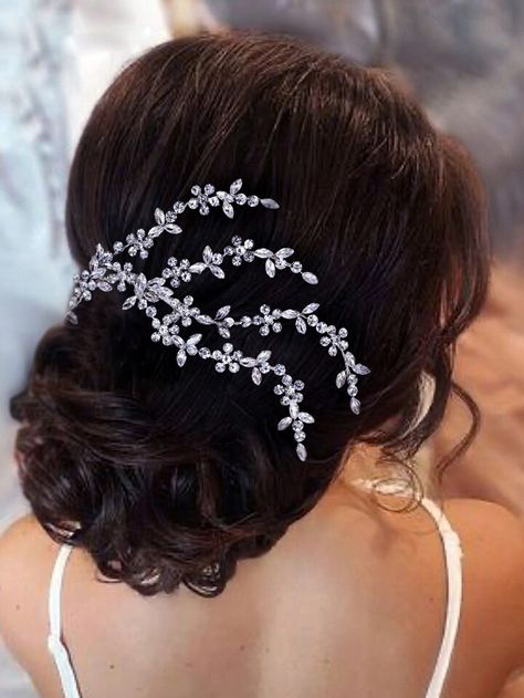 1pc Pearl & Rhinestone Bridal Hair Accessory Comb, Bridesmaid Simple Headpiece For Wedding | SHEIN USA Simple Headpiece, Bridesmaid Simple, Rhinestone Hair Comb, Hair Comb Accessories, Bridal Hairstyle, Rhinestone Hair, Hair Comb Wedding, Bridal Look, Rhinestone Bridal