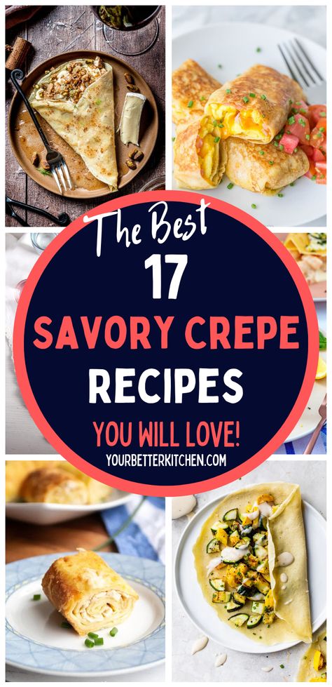 Vegetarian Crepe Filling, Best Savory Crepe Recipe, Main Dish Crepe Recipes, Things To Put In Crepes, Filled Crepes Savory, Crepes Recipe Easy Savory, French Savory Crepes, Crepe Recipe Dinner Dishes, Leftover Crepes Ideas