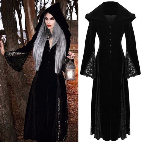 Halloween Medieval Maiden Cosplay Dress Womens Vintage Costume Hooded Dress Medieval Maiden, Plus Size Vintage Dresses, Womens Dress Coats, Womens Fashion Casual Chic, Witch Costumes, Womens Winter Fashion Outfits, Minimalist Fashion Women, Fashion For Petite Women, Womens Fashion Casual Winter