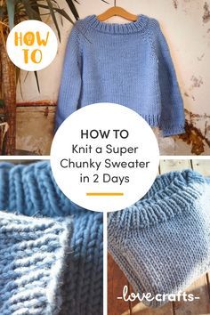 Learn how to knit a free super chunky sweater pattern in a weekend! | Learn how to knit with LoveCrafts.com Chunky Knit Sweater Pattern Free, Knit Sweater Pattern Free, Pola Sweater, Chunky Sweater Pattern, Chunky Knit Sweater Pattern, Easy Sweater Knitting Patterns, Knit Sweater Pattern, Sweater Pattern Free, Knitting Patterns Free Sweater