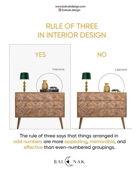 Find out which is the rule of three in interior design! Interior Design Guidelines, Interior Styles Guide, The Rule Of Three, Comfy Cozy Home, Learn Interior Design, Interior Design Principles, Rule Of Three, Interior Design Guide, Living Room Design Inspiration