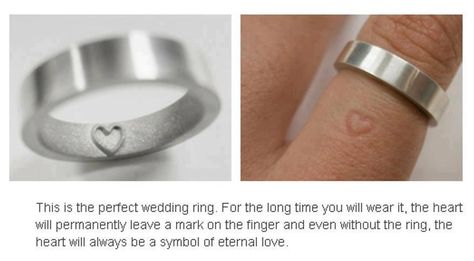 Perfect wedding ring. The heart will permanently leave a mark on the finger and even without the ring, the heart will always be a symbol of eternal love. So sweet <3 Future Wedding Plans, Cute Wedding Ideas, Eternal Love, Pretty Jewellery, Cute Jewelry, Future Wedding, A Heart, Promise Rings, Things To Buy