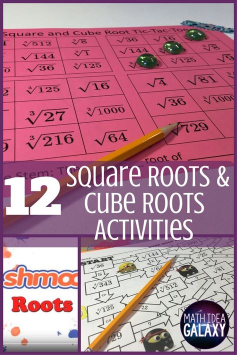 Read this blog post for 12 engaging activities for practicing square roots and cube roots. Includes FREE mnemonic devices activity to help students remember their roots. How To Teach Square Roots, Square Roots And Cube Roots, Estimating Square Roots, Mnemonic Devices, Teacher Preparation, Math 8, Middle School Math Classroom, Math Madness, Math Centers Middle School