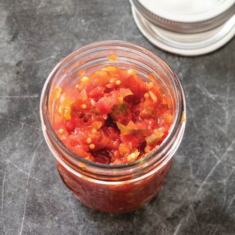 Spicy Red Pepper Relish | Cook's Illustrated Red Pepper Relish, Cooks Illustrated Recipes, Donut Toppings, Pepper Relish, Meat Marinade, Cookie Toppings, Red Bell Peppers, America's Test Kitchen Recipes, Kitchen Recipe