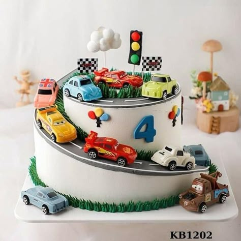 Car Cake 3rd Birthday, Transportation Theme Birthday Party Cake, Transport Theme Birthday Cake, Cars Birthday Cake Ideas, Car Theme Birthday Decorations, 2nd Birthday Cakes For Boys, Car Cake 2nd Birthday, Transport Birthday Cake, Birthday Cars Theme Ideas