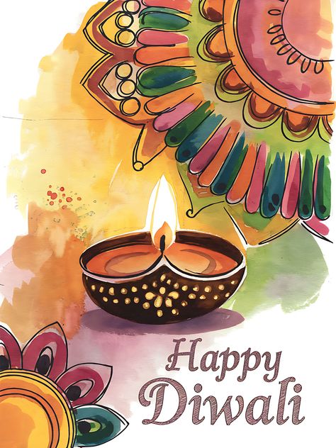 Free Diwali Celebration Card Diwali Graphic Design, Diwali Cards Design, Diwali Artwork, Diwali Card Design, Diwali Printables, Diya Illustration, Deepavali Greetings Cards, Diwali Illustration, Diwali Vector