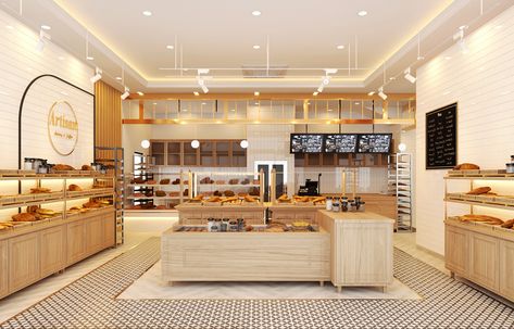 Artisan Bakery :: Behance Simple Bakery Design, Simple Bakery Interior, Artisan Bakery Interior, Bakery Interior Design Modern, Mini Bakery Shop Design, Bread Shop Design, Bakery Aesthetic Interior, Bakery Kitchen Design, Bakery Interior Design