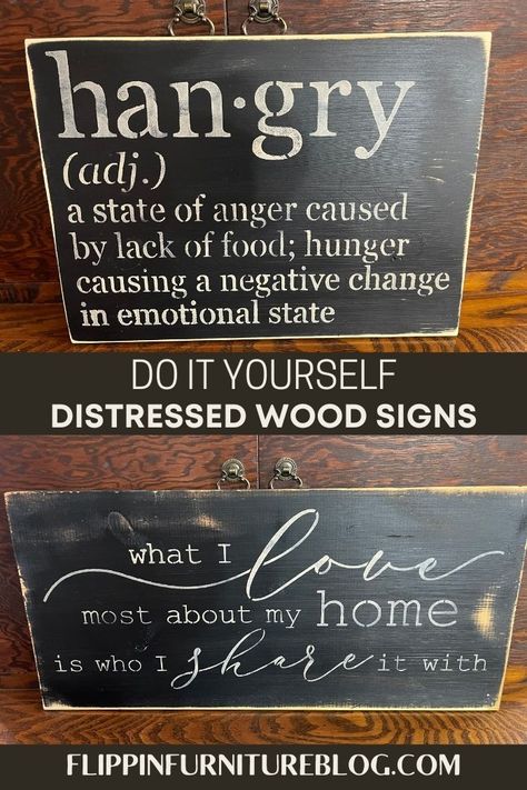 Distressed wood signs are all the rage right now and for good reason! They add a touch of rustic charm to any room. In this step-by-step tutorial, I will teach you, from start to finish, how to make your own DIY Distressed Wood Signs. Scrap wood, paint, stencil, and a sander are all you need! If you are wanting this same adorable look for your home, let me walk you through it! Diy Distressed Wood, Rage Room, Primitive Wood Signs, Stencil Wood, Paint Stencil, Distressed Wood Signs, Stencils For Wood Signs, Large Stencils, Diy Wood Signs