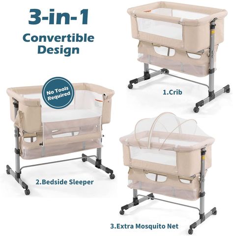 This baby bassinet can be used as a baby cradle or bedside sleeper attached to adult bed, mesh of two-side makes baby feel breathable and comfortable. Comes with a detachable mosquito net and mattress. Bedside Sleeper For Baby, Baby Craddle, Bedside Bassinet, Bedside Sleeper, Adult Bed, Bedside Crib, Portable Crib, Baby Cradle, Bassinet Sheets