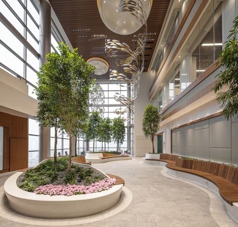 Hospital Design Architecture, Atrium Design, Healthcare Interior Design, Hospital Architecture, Hospital Interior, Lobby Interior, Hospital Interior Design, Palliative Care, Hospital Design