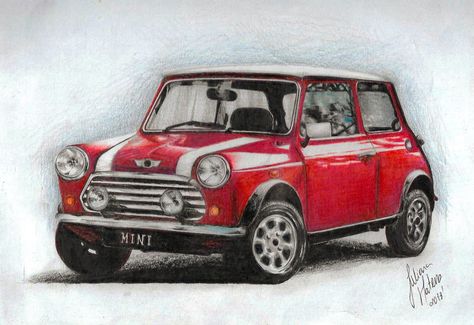 "!Mini Cooper", JulianaMateus'2013'December Mini Cooper Watercolor, Mini Cooper Painting, Mini Cooper Tattoo, Car Oil Painting, Canvas Painting Bedroom, Abstract Painting Landscape, Mini Jcw, Car Oil, Painting Bedroom