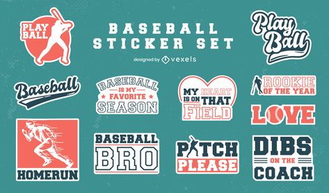 Baseball Stickers, Badges Design, Frame Border Design, Timeline Design, Play Baseball, Stickers Set, Badge Design, Vintage Baseball, Play Ball