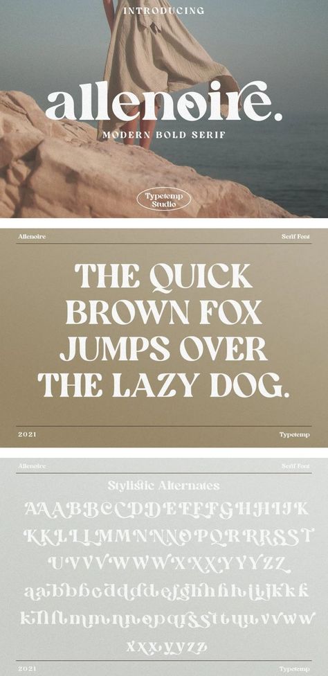 Allenoire Serif Font Free Vintage Fonts, Free Retro Fonts, Modern Retro Font, Artsy Fonts, Free Font Websites, Bold Serif Fonts, Modern Fonts Free, Fonts 2023, Round Font