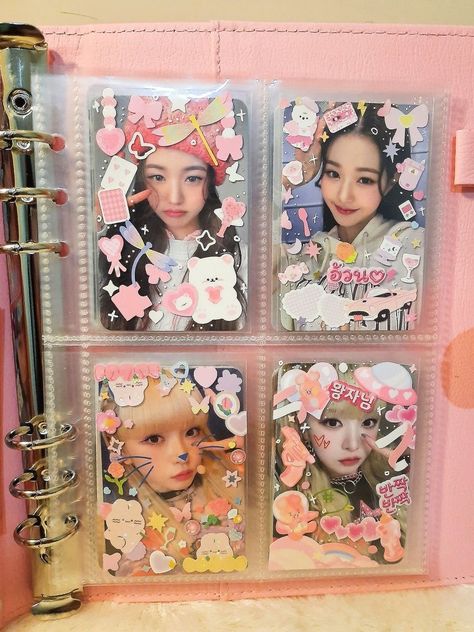 Decorating Kpop Photocards, Photocard Aesthetic Design, Kpop Photocard Toploader, Photo Card Design Kpop, Kpop Photocards Collection Binder, Pc Binder Aesthetic, Kpop Pc Decor, Kpop Photocards Design, Kpop Pc Collection