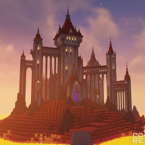 Minecraft Nether Castle Ideas, Minecraft Nether Fortress Ideas, Nether Fortress Build, Black Castle Minecraft, Minecraft Vampire Build, Minecraft Nether Base Design, Vampire Castle Minecraft, Minecraft Nether Base Ideas, Minecraft Mega Base Ideas Survival