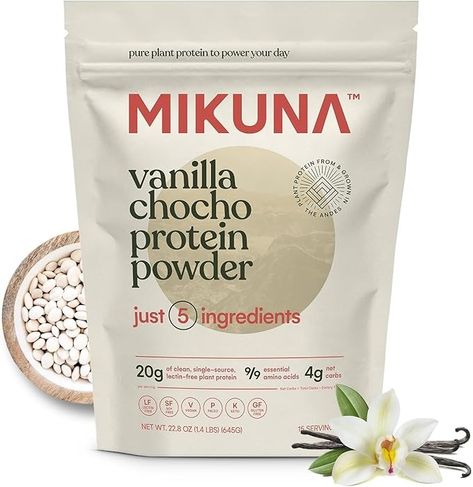 Amazon.com: Mikuna Vegan Protein Powder (Vanilla, 15 Servings) - Plant Based Chocho Superfood Protein - Dairy Free Protein Powder Packed with Vitamins, Minerals & Fiber - Gluten, Keto & Lectin-Free : Health & Household Dairy Free Protein Powder, Keto Protein Powder, Protein Powder Vanilla, Dairy Free Protein, Vanilla Plant, Plant Protein Powder, Lectin Free, Ice Cream Brands, Protein Power