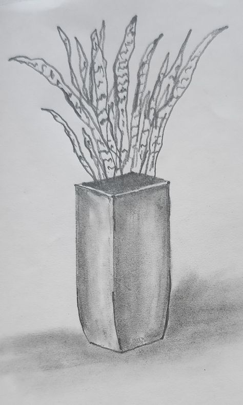 Flower Pot Drawing Pencil, Pencil Shading Tutorial, Flower Pot Drawing, Shading Tutorial, Pot Drawing, Cute Art Ideas, Pen Art Drawings, Pencil Shading, Painting Paper