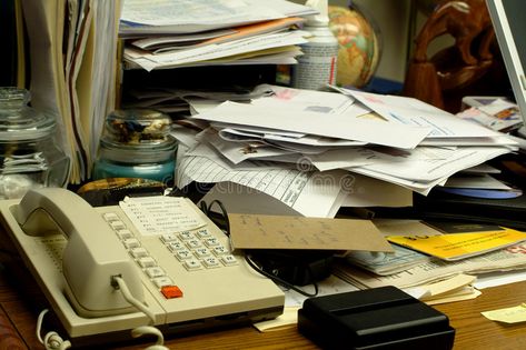 Messy Office Desk. A Clustered Office Desk with phone and files , #Ad, #Desk, #Office, #Messy, #files, #phone #ad Messy Desk, Clean Desk, Finance Career, Chaotic Academia, Office Job, Studying Inspo, A Desk, Design Website, Office Phone