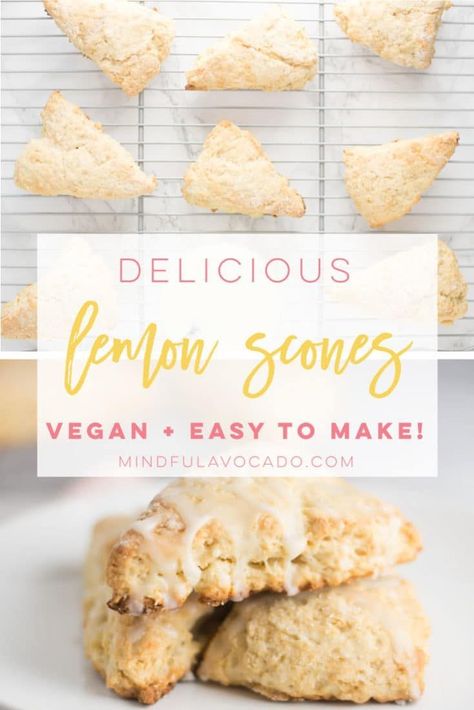 Lemon Scones Recipe, Vegan Scones, Lemon Scones, Easy Vegetarian Dinner, Easy Brunch Recipes, Vegan Brunch, Brunch Recipe, Lemon Glaze, Easter Baking