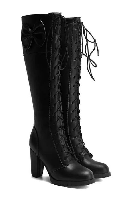 Winter Boots Heels, Black High Heels Boots, Highheel Boots, Hight Boots, Heeled Black Boots, Princess Boots, Black Boot Heels, Types Of Boots, Aesthetic Boots