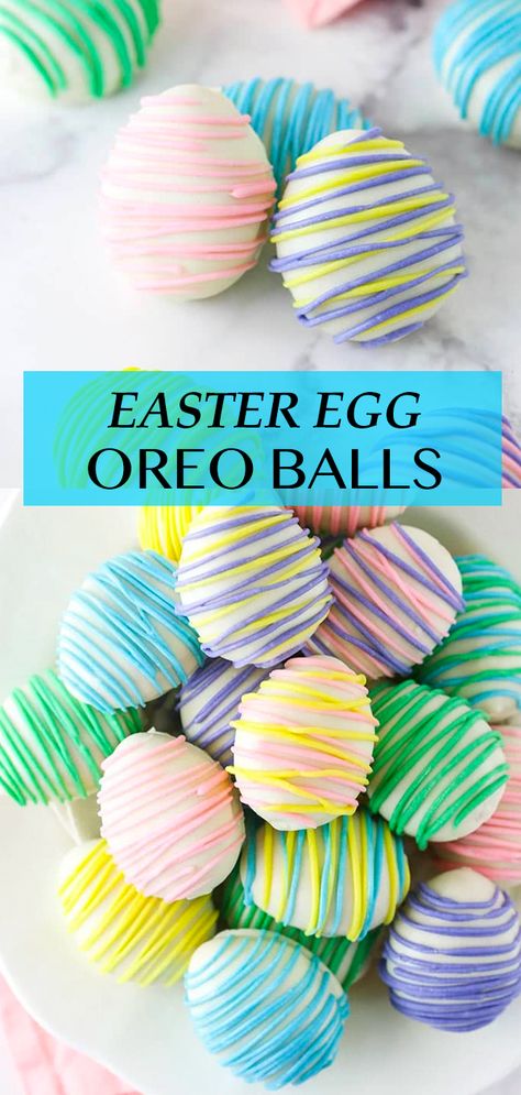 These Easter Egg Oreo Cookie Balls are a fun and tasty treat for Easter! They are a great thing to make with kids and can be enjoyed by all! Easter Cookie Dessert, Easy Easter Recipes Dessert, Easter Desserts Recipes For Kids, Easter Desserts Recipes Easy For Kids, Oreo Easter Eggs, Easter Egg Oreo Balls, Easter Oreo Balls, April Desserts, Easter Desserts Chocolate