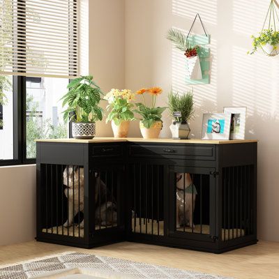 Corner Dog Crate, Small Dog Cage, Double Dog Crate, Furniture Style Dog Crate, Wood Dog Crate, Pet Room, Crate End Tables, Wooden Dog Kennels, Wooden Dog Crate