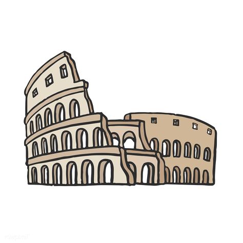 Ancient Roman Colosseum graphic illustration | premium image by rawpixel.com / Aum Colloseum Painting, Colloseum Drawing Architecture, Coliseum Drawing, Rome Stickers, Colosseum Drawing, Rome Drawing, Rome Italy Colosseum, Roman Colosseum, Dibujo Simple