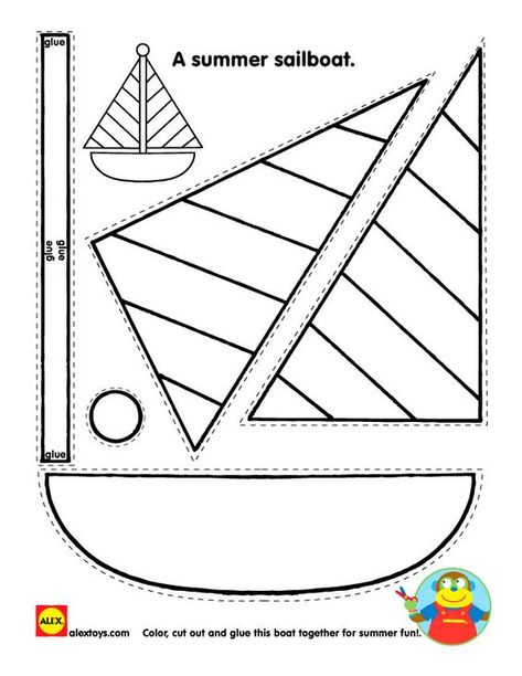 #Free #Printable activity sheet #kids #Craft from #Alextoys - cut and create a sailboat | alextoys.com: Sailboat Craft, Vika Papper, Transportation Crafts, Boat Crafts, Transportation Preschool, Free Printable Crafts, Shapes Preschool, Free Printable Activities, Aktivitas Montessori