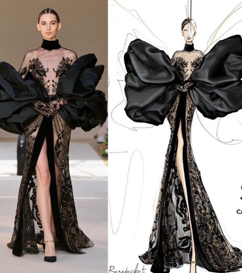 Elie Saab Couture 2022, Name Of Styles, Runway Drawing, Fashion Sketchbook Inspiration, Fashion Dream Job, Fashion Illustration Tutorial, Dolls Art, Fashion Illustrations Techniques, Runway Fashion Couture