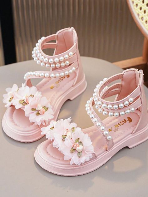 Sandals, Pink, Lany, Flat Sandals, Kids Shoes, Open Toe, Collar