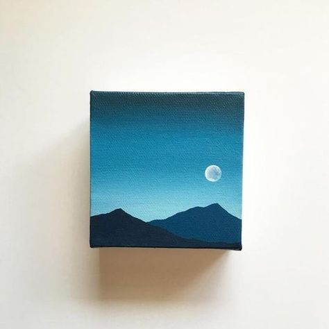 30 DIY Easy Canvas Painting Ideas for Beginners Canvas Art Ideas Easy Acrylic Paintings, Miniature Watercolor Painting, Twilight Blue, Small Canvas Paintings, Simple Canvas Paintings, Easy Canvas Art, Cute Canvas Paintings, Easy Canvas Painting, Seni Cat Air