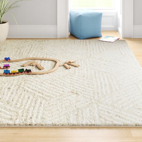 Foundstone™ Silva Performance Beige/Cream Rug & Reviews | Wayfair Nursery Rugs Neutral, Nursery Rugs Boy, Nursery Room Rugs, Cozy Basement, Playroom Rug, Bathtub Accessories, Nursery Rugs, Affordable Home Decor, Baby Boy Rooms