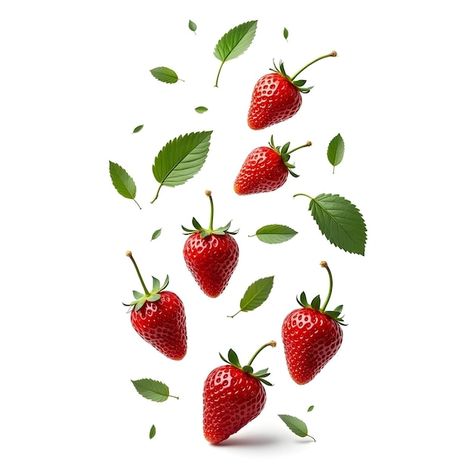 Strawberry Pictures Image, Strawberry Pictures, Pictures Images, Green Leaves, Strawberries, Graphic Resources, Green, Quick Saves