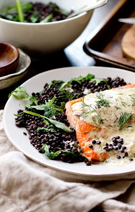 Salmon With Creamy Dill Sauce, Salmon With Dill Sauce, Salmon With Dill, Dill Sauce For Salmon, Dill Salmon, Creamy Dill Sauce, Entree Dishes, Seafood Entrees, Dill Sauce