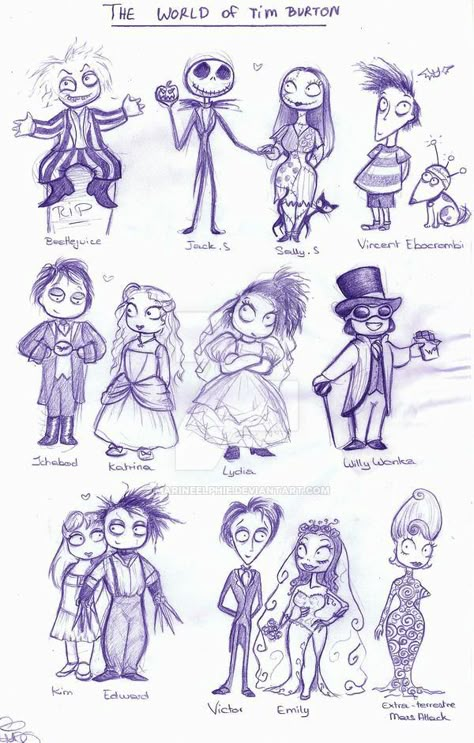 Tim Burton Sketches, Alice In Wonderland Tim Burton, Tim Burton Drawings Style, Lydia Deetz Beetlejuice, Tim Burton Movies, Tim Burton Personajes, Tim Burton Drawings, Tim Burton Art Style, Tim Burton Tattoo