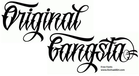 Gangsta Fonts Lettering, Gangsta Lettering, Gangsta Font, Free Tattoo Fonts, Tattoo Fonts Alphabet, Fonts Lettering, Tattoo Lettering Design, Chicano Lettering, Tattoo Lettering Styles