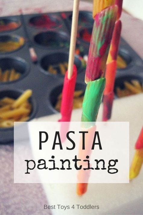 Best Toys 4 Toddlers - Painting pasta provides an amazing sensory activity for toddlers and older kids! Twos Activities, Pasta Painting, Sensory Activity For Toddlers, Pasta Crafts, Fine Motor Practice, Camping With Toddlers, Toddler Painting, November Crafts, Activity For Toddlers