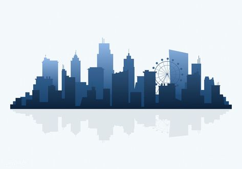 Blue silhouette cityscape background vector | free image by rawpixel.com / Aum Photobooth Filter, Silhouette Buildings, Skyline Mural, Cityscape Background, City Outline, Background City, Building Silhouette, Blue Silhouette, Vertical Landscape