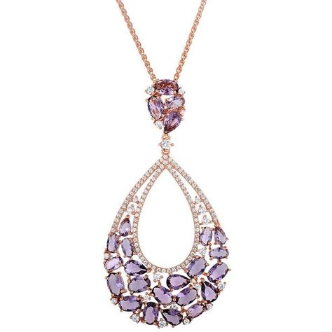 Cubic Zirconia Rose Gold Tone Sterling Silver Teardrop Pendant... ($160) ❤ liked on Polyvore featuring jewelry, necklaces, purple, sterling silver cz necklace, teardrop pendant necklace, purple pendant necklace, chain pendants and sterling silver pendant necklace Necklaces Purple, Purple Pendant Necklace, 22 Carat Gold Jewellery, Purple Pendant, Jewellery Board, Manual Design, Diamond Pendent, Necklace Purple, Egyptian Jewelry