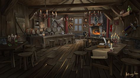 Medieval Places, Cinema Shots, Interior Castle, Old West Decor, Dnd Locations, Medieval Tavern, Fantasy Reference, Dnd Room, Environment Reference