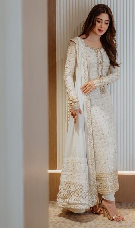 Sajjal Ali, Neckline Details, Sajal Aly, Dress Name, Sajal Ali, Embroidered Neckline, Intricate Embroidery, Hand Embroidered, Cotton Shirt