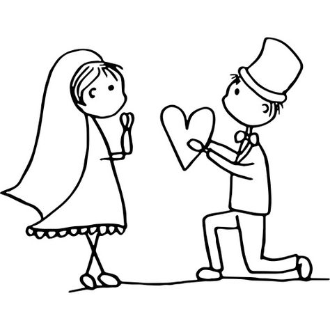 Wedding Cards Drawing, Wedding Doodles Simple, Wedding Drawing Easy, Wedding Doodles, Doodle Wedding, Black Pen Drawing, Wedding Chalk, People Getting Married, Wedding Drawing