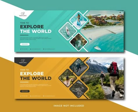 Travel Cover Design, Promotional Banner Design, Travel Banner Design Ideas, Banner Designs Ideas, Freepik Premium Vector, Banners Design Ideas, Travel Banner Design, Banner Ideas Design, Travel Banner