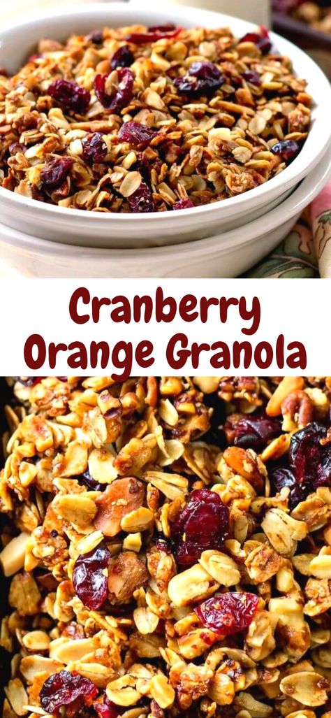 Cranberry Orange Granola –  a delicious treat or gift made in your kitchen, Enjoy! Orange Granola, Healthy Homemade Granola Recipe, Orange And Cranberry, Easy Homemade Granola, Homemade Granola Healthy, Granola Recipe Healthy, Granola Recipe Homemade, Healthy Food Facts, Granola Healthy