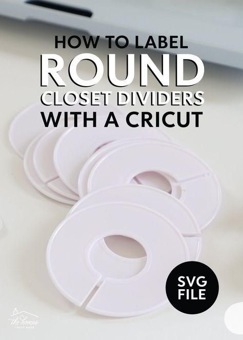 These round hanging closet dividers are inexpensive and really handy, but can be tricky to label. But with my perfectly-fitting SVG template, you can quickly and easily make gorgeous custom labels for ANY closet using your Cricut or Silhouette! Learn how in this comprehensive tutorial! Closet Size Dividers Diy, Moving Box Labels, Organize House, Stylish Kids Bedroom, Round Closet, Easy Closet Organization, Closet Labels, Diy Drawer Dividers, Kids Clothes Organization